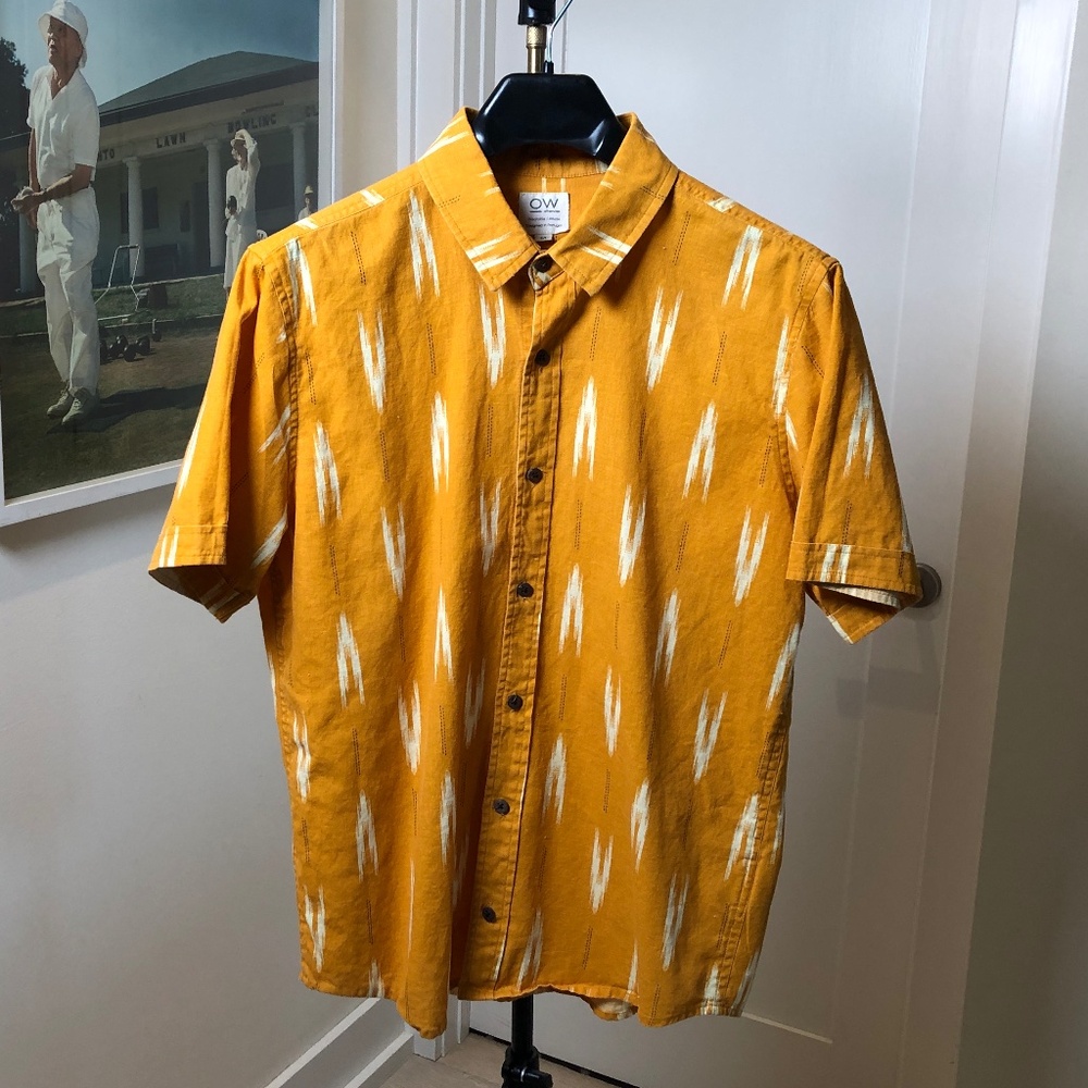 OTHERWISE PORTUGAL Men's Short Sleeve Shirt - Yellow, Size Medium
